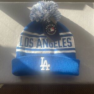 LA Dodgers Official Fanatics Unisex Cuffed Knit Hat with Pom